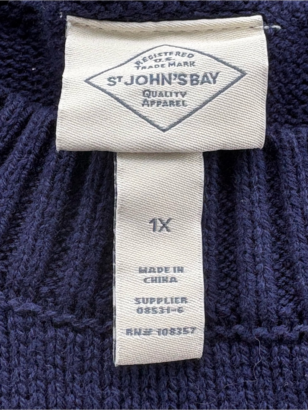 St. John’s Bay 1X Navy Pink Red Heart Crewneck Sweater NWT Valentines - Picture 6 of 10